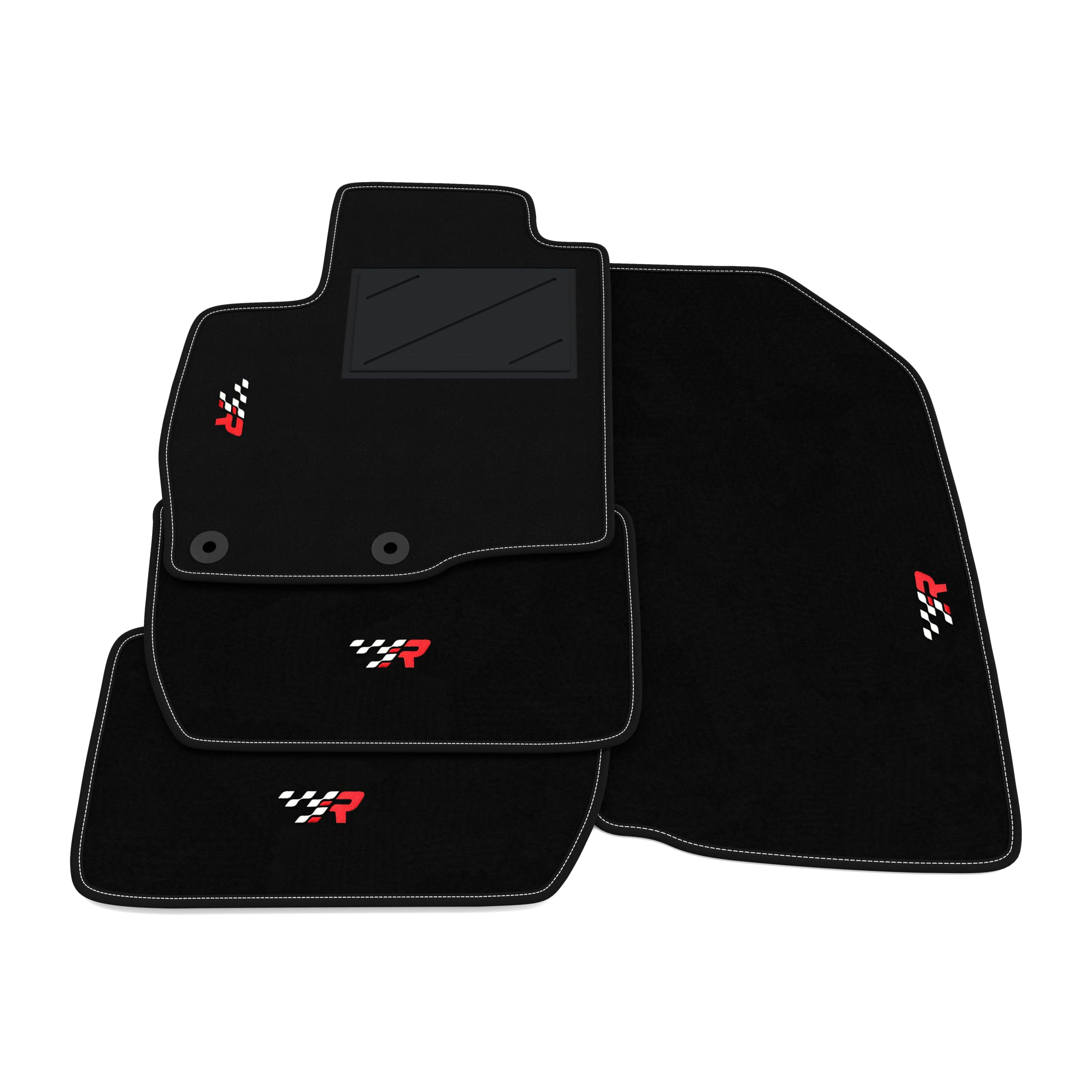 Set de Tapis de Voiture compatibles avec Peugeot 4007 2007-2012 | Tapis sur Mesure en Moquette, Broderie R Racing, sur Mesure