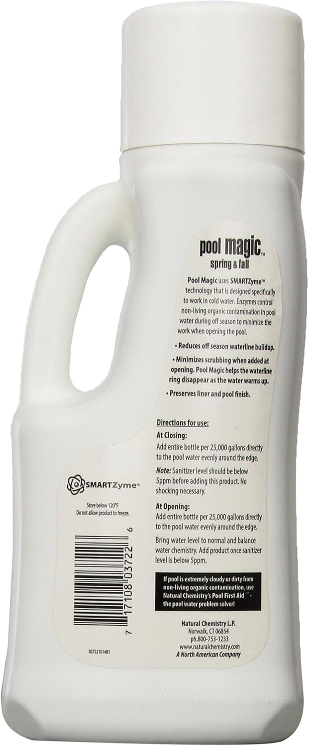 Natural Chemistry Pool Magic Spring & Fall, 1 L, Single, Clears Winter Organic Buildup, Quick Easy Spring Openings, Prevents Clogged Filters & Chemical Odors