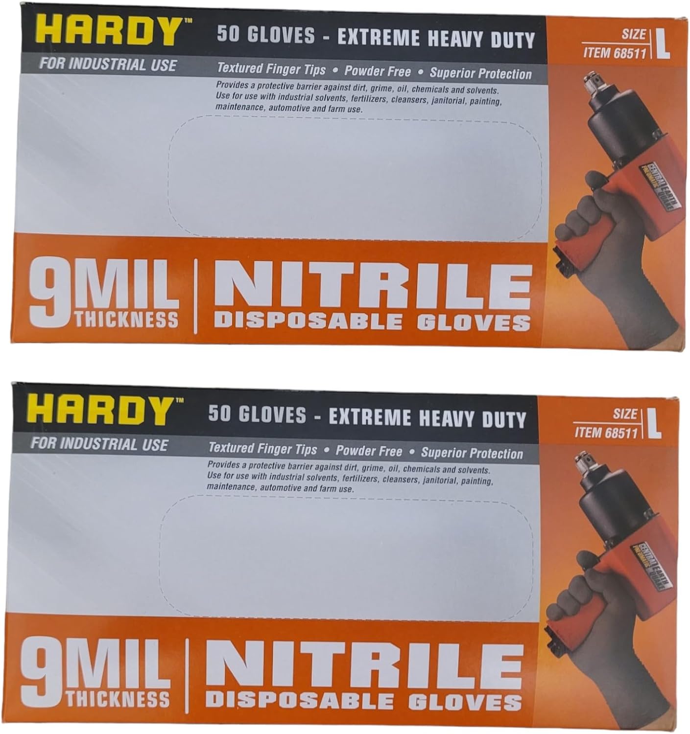 Generic 9 mil Nitrile Powder Free Gloves 50 Pc (Large) by Hardy - 2 BOXES, Black, 68511