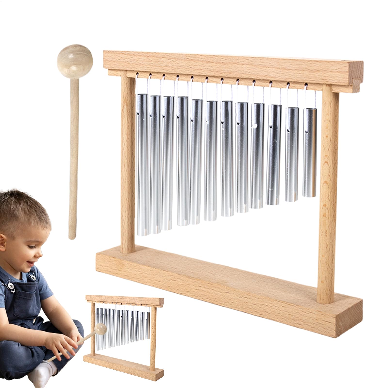 Chimes Percussion, Tabletop Wind Chime, 9.84x7.48x1.57 Inches Lightweight Frame Soft Melodic Tones Sound Healing, Musical Entertainment Tool for Temple, Classroom, School and Yoga