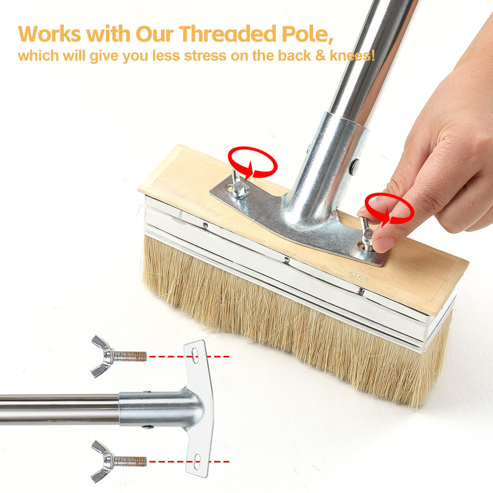Pennello per superfici con manico lungo, 163 cm, pennello da soffitto con 8 cm, pennello applicatore a colori, per pareti, armadi, porte, recinzioni, terrazze