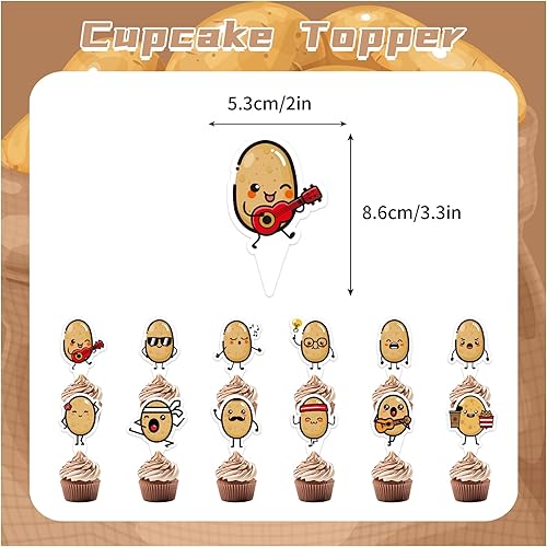 Miniatura 5 de Suministros de fiesta de patatas con dibujos animados, decoraciones de fiesta de cumpleaños, incluye pancarta de patata de feliz cumpleaños,