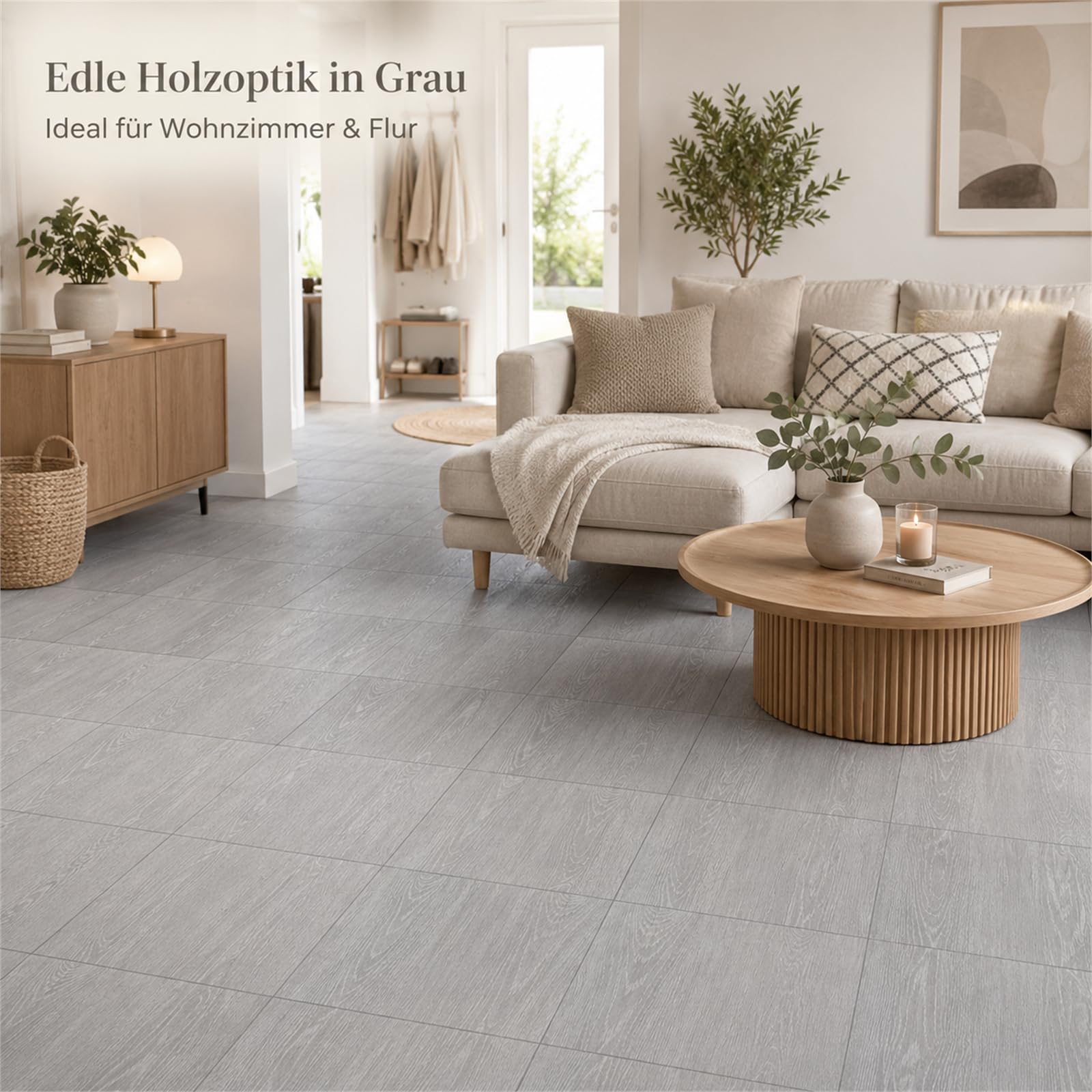 CYEER 40 Bodenfliesen selbstklebend, 30 × 30 cm, Grau Holzoptik