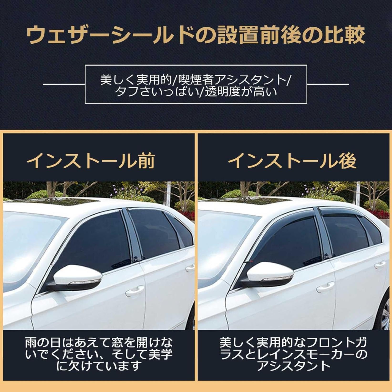 Amazon | 車用サイドバイザー ポルシェカイエン 2011-2022 専用 ドア 