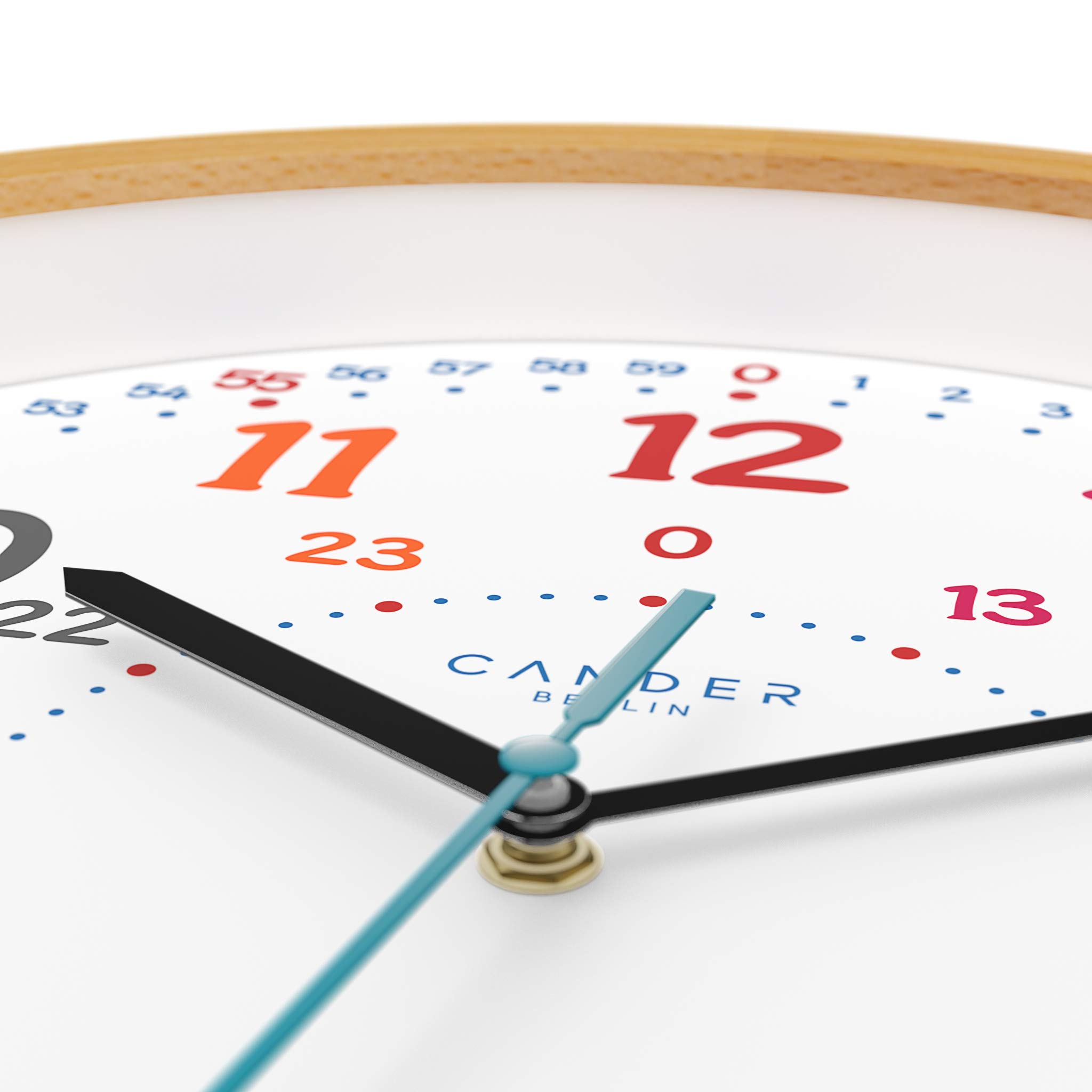 Cander Berlin MNU 11230 Wanduhr Kinder Holz 30,5 cm Lernen Lernzifferblatt Holzuhr lautlos geräuschlos leise Massivholz Holzrahmen Kinderzimmer ohne Tickgeräusche Junge Mädchen