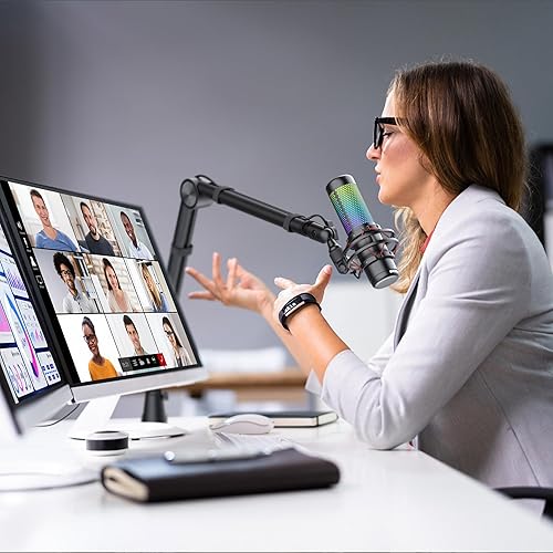 Miniatura 2 de Brazo de micrófono, soporte de micrófono premium, brazo de micrófono con gestión de cables, brazo de micrófono de transmisión giratorio de 360,