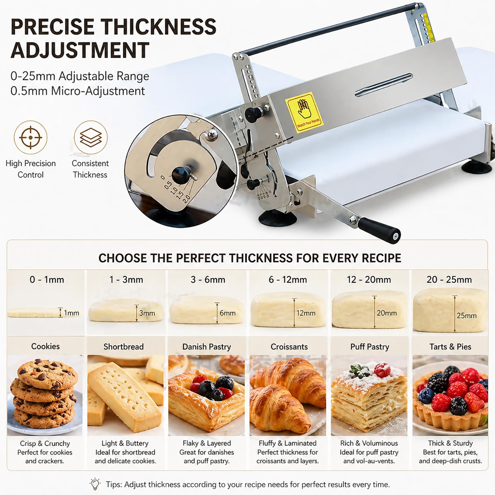 Laminator do ciasta Croissant, ręczny nóż do ciasta, wielofunkcyjny wałek do ciasta francuskiego, ciasteczek, pizzy, składany blat M300