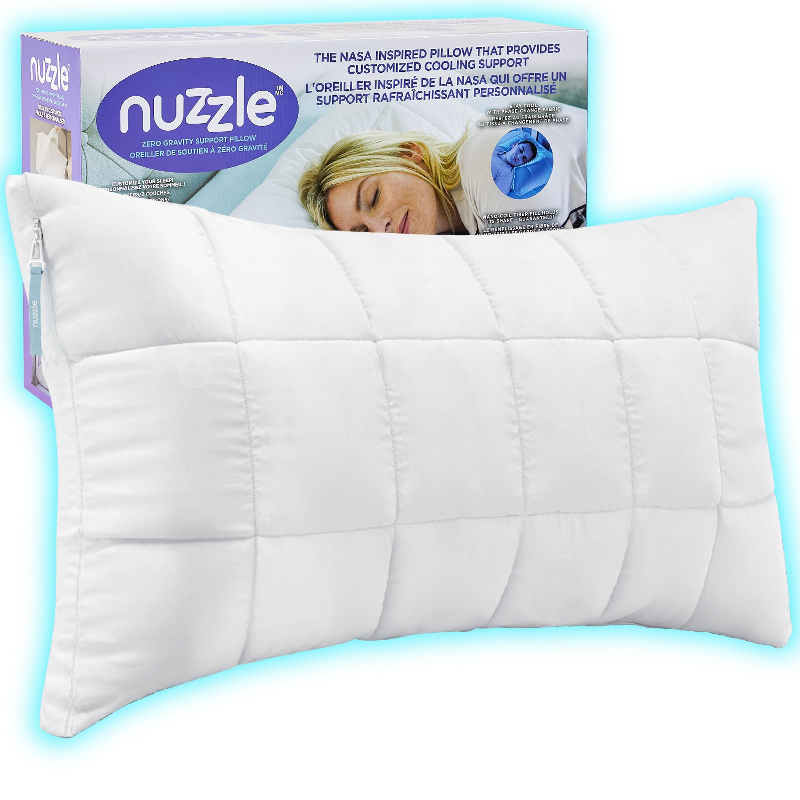 Nuzzle Adjustable Pillow for Side Sleepers, Luxury King Size Bed Pillow Hotel Collection - Best Adjust Height Soft Firm Pillow for Back, Stomach or Side Sleepers