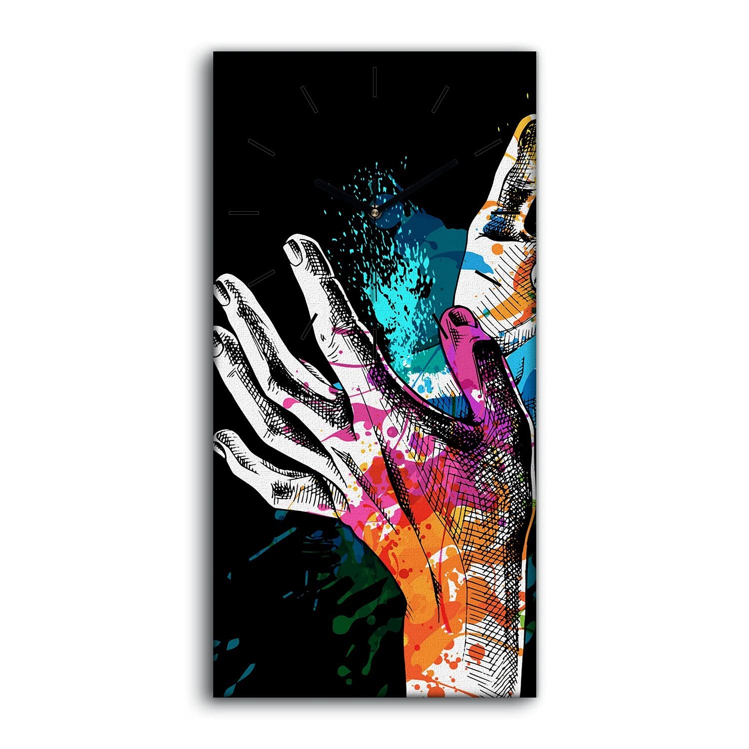 Horloge sur toile 30x60cm Coloray avec mains noires pour décoration murale de salon