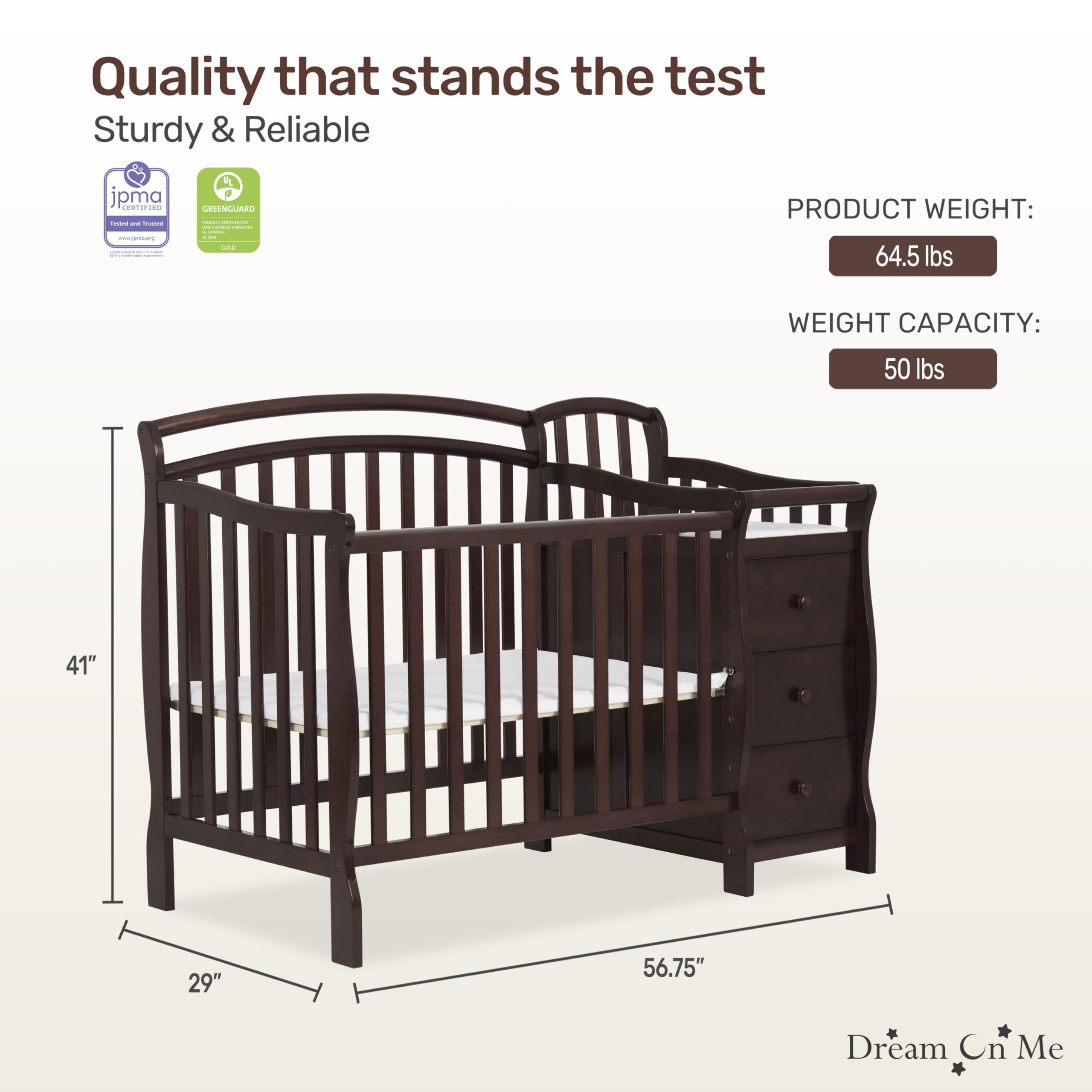 Amazon.com : Dream On Me Casco 3-in-1 Mini Convertible Baby Crib
