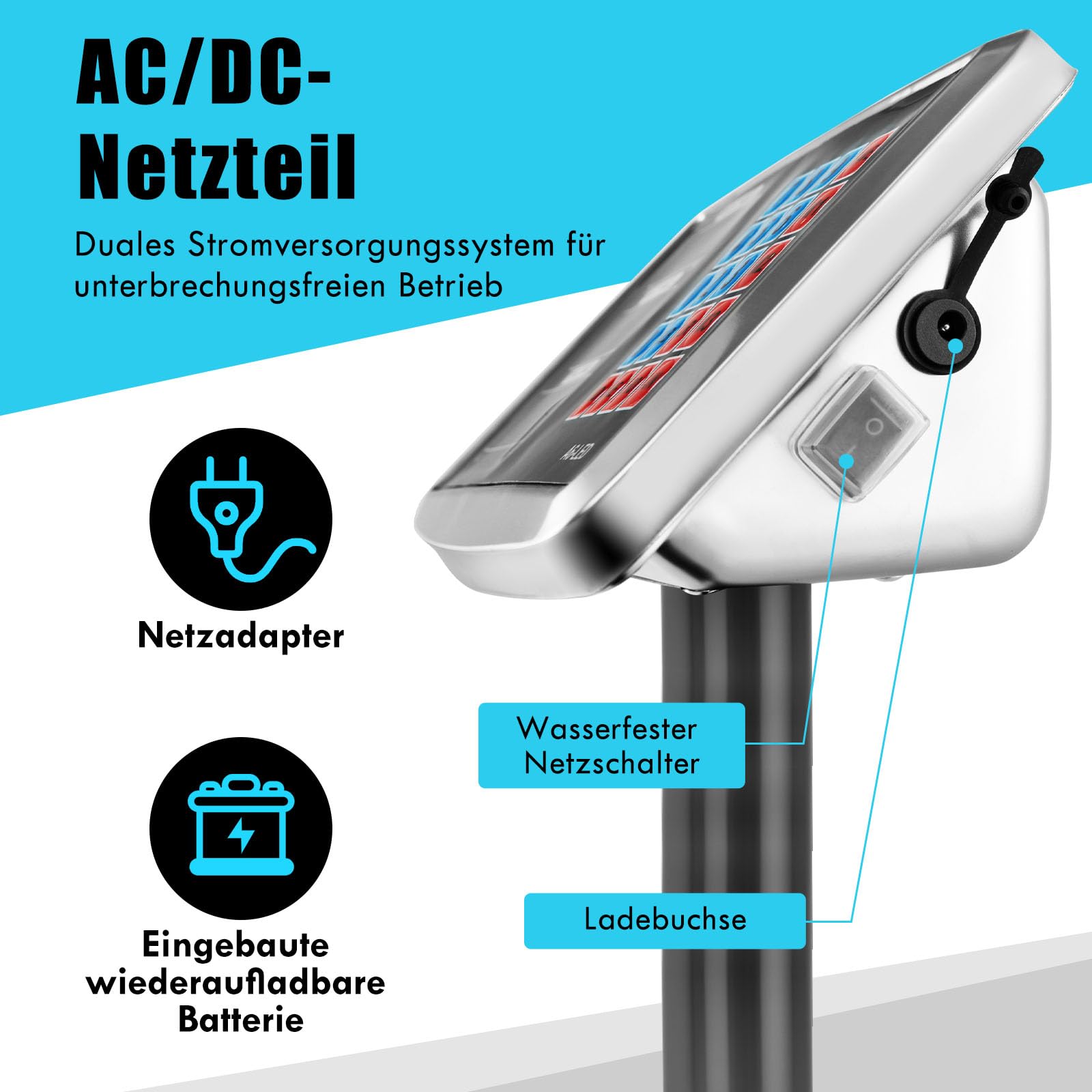 RELAX4LIFE Plattformwaage 300 kg/ 50 g, Paketwaage Klappbar, Industriewaage mit LED Display, Digitale Waage, Bodenwaage, Netz- & Batteriebetrieb, Plattform: 50 x 40 cm, verstellbare Füße (Silber)