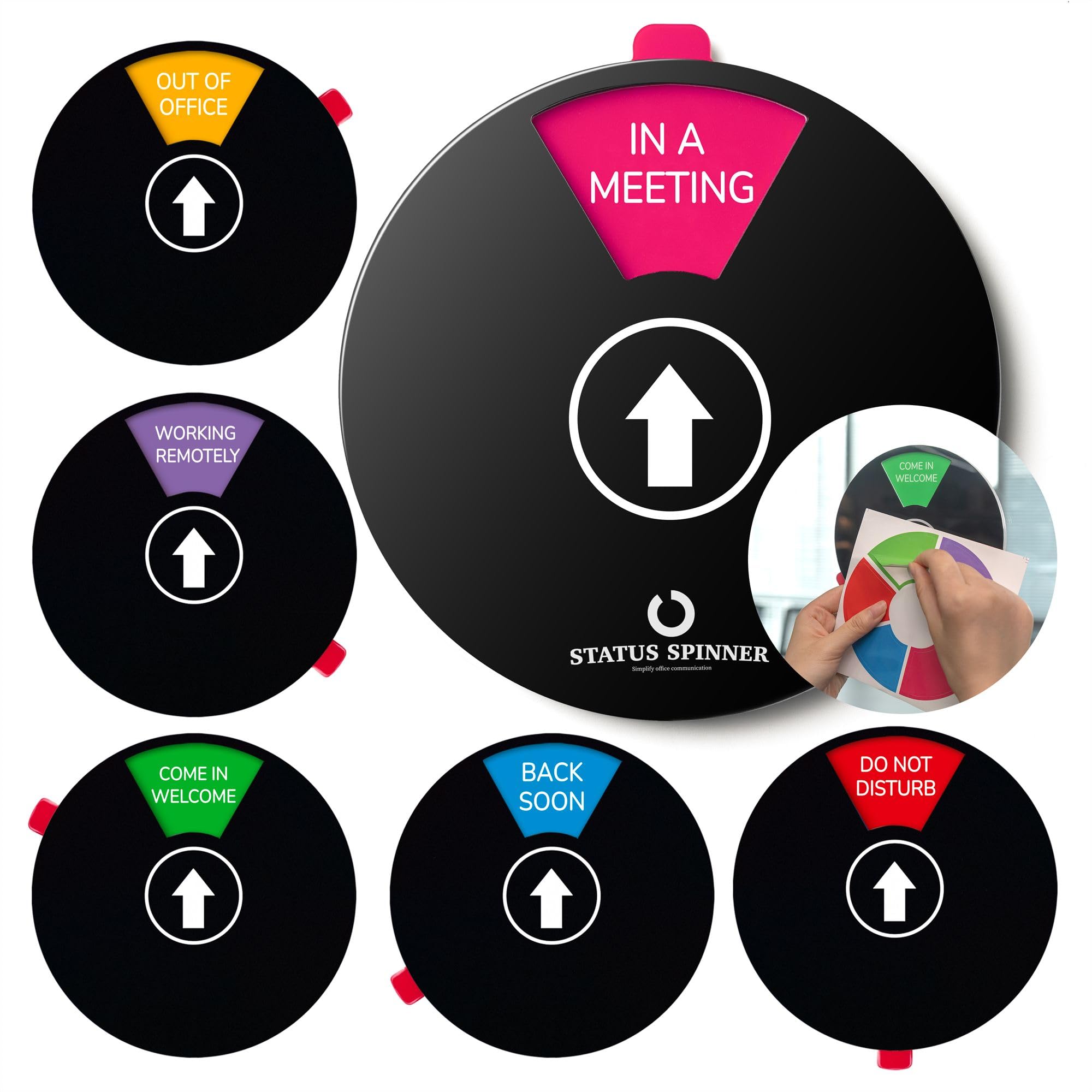 Custom Privacy Door Sign - Do Not Disturb, In A Meeting, Working Remotely, Come In Welcome, Back Soon - Blank Status Indicator for Conference Room,