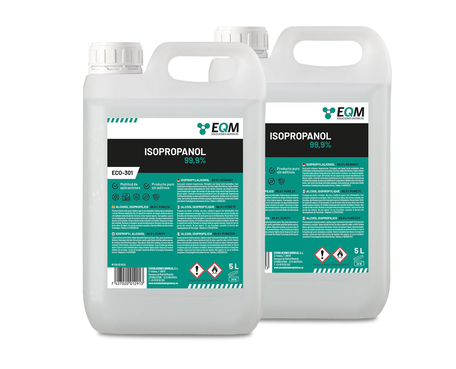 EQM - ECO-301 - Alcohol Isopropílico 99,9% - 500 ML - Isopropanol - Limpieza componentes electrónicos, objetivos y pantallas - Limpieza de resinas en impresión 3D - Limpiacristales y desengrasante — view 12