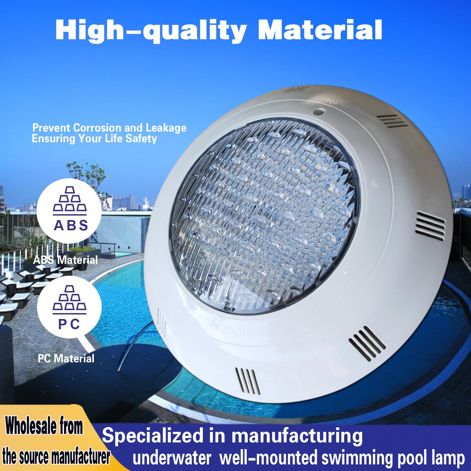 B·LED BARCELONA LED - Foco LED para piscina de superficie 12V AC - 24W - Sumergible - IP68 - Blanco Cálido