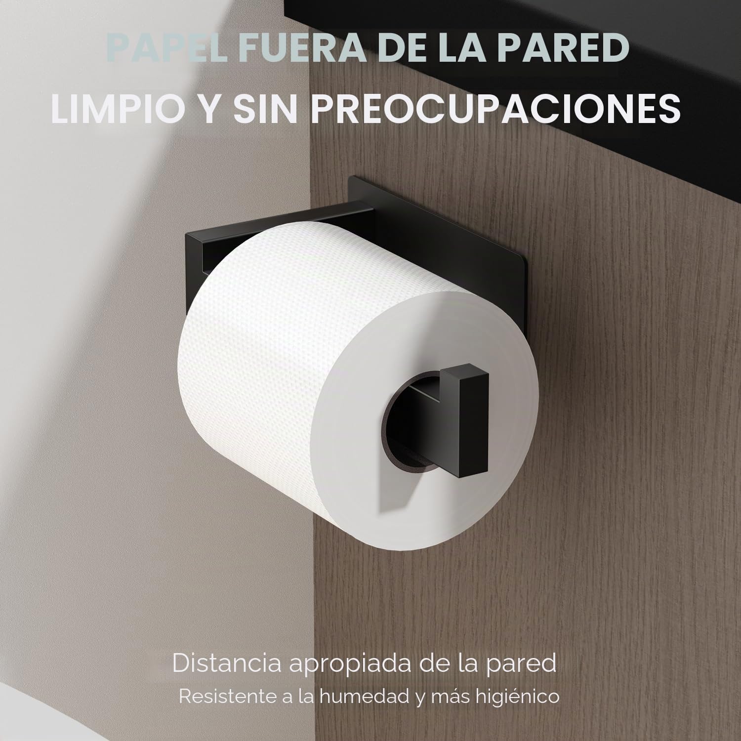 Auxmir Portarrollos Papel Higienico 2 Piezas Acero Inoxidable Baño Adhesivo, Fácil Instalación Soporte sin Taladro Autoadhesivo, Negro