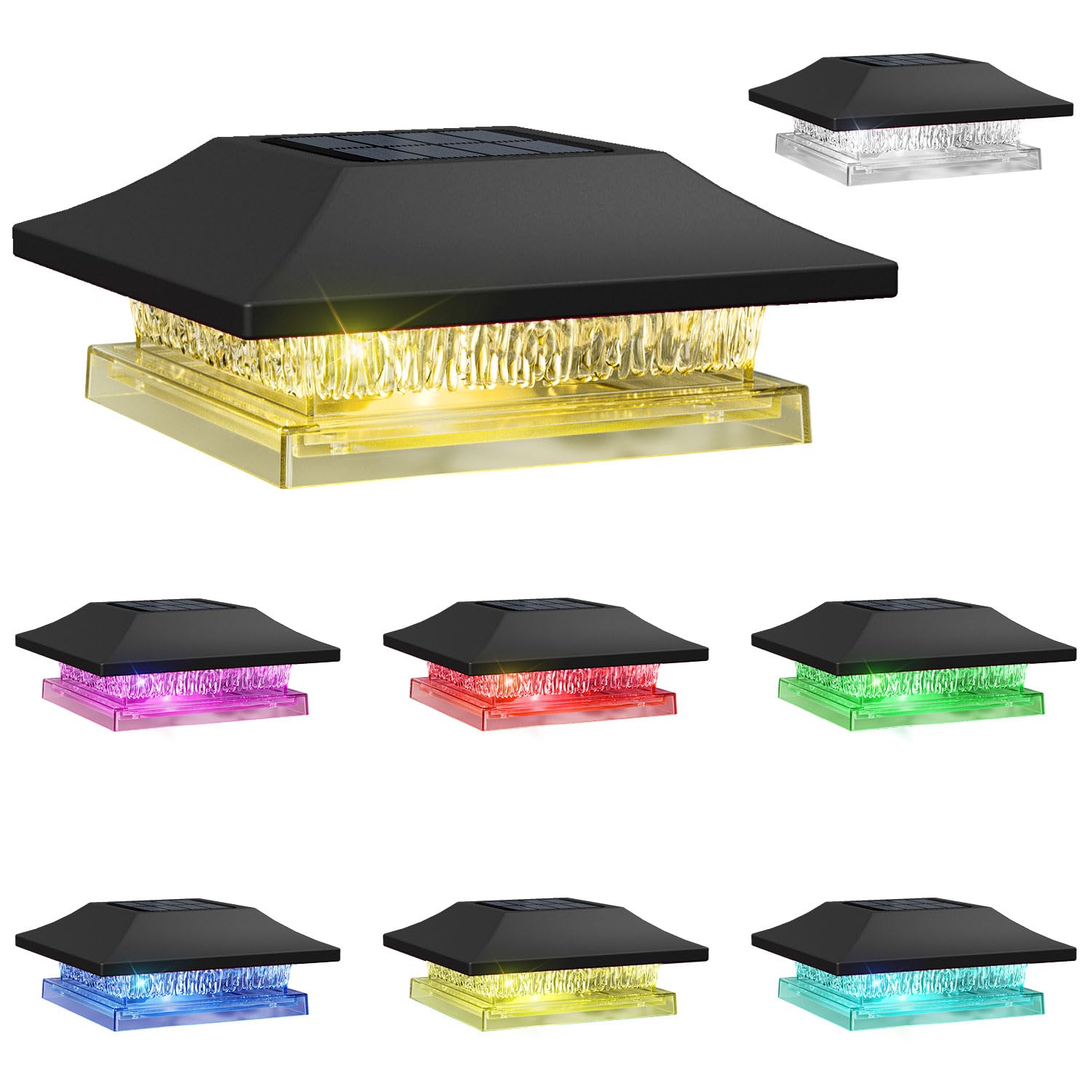 Photo 1 of ***some lights are broken***Viewsun 8 Pack Solar Post Cap Lights, Outdoor Fence Solar Powered Cap with 4 Lighting Modes Waterproof Light Decorative for Deck Patio or Garden Decor, Fits 4x4 Wood Vinyl Posts***some lights are broken***