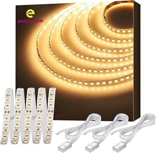 EMITEVER Tira de luces LED de color blanco cálido, 3000 K 24 V, luz de cinta LED con certificación UL, Ra 95+, IP30, 25 pies, 2.9 Wft, 240