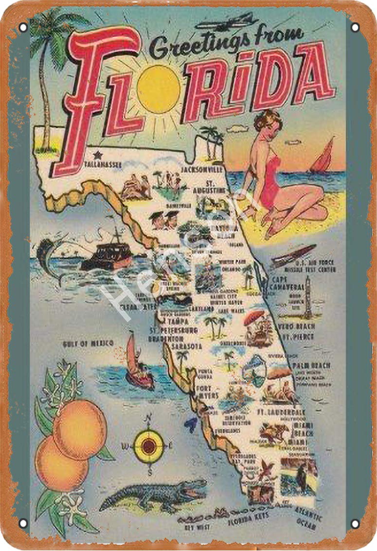 Henson Florida Traditional vintage Tin Sign Logo 12 * 8 Advertising Eye-Catching Wall Decoration
