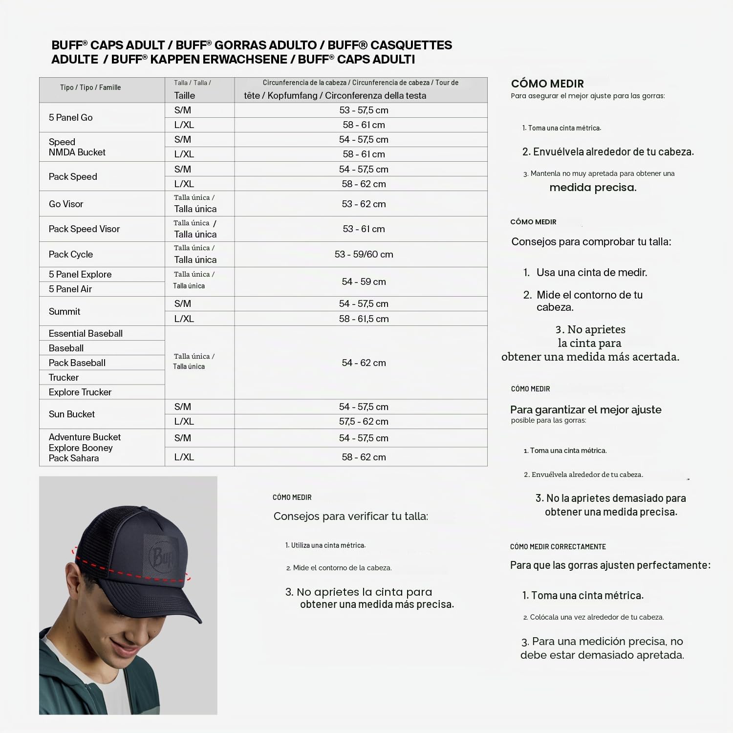 BUFF® | Gorra 5 Panel Explore Hombre Mujer Comoda, Proteccion UPF 50, Ligera, Running, Talla unica