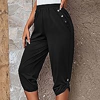 Vista 94 de Pantalones capri para mujer, estilo casual, de verano, elásticos, de cintura alta, pantalones de yoga, ajuste atlético, pantalones deportivos