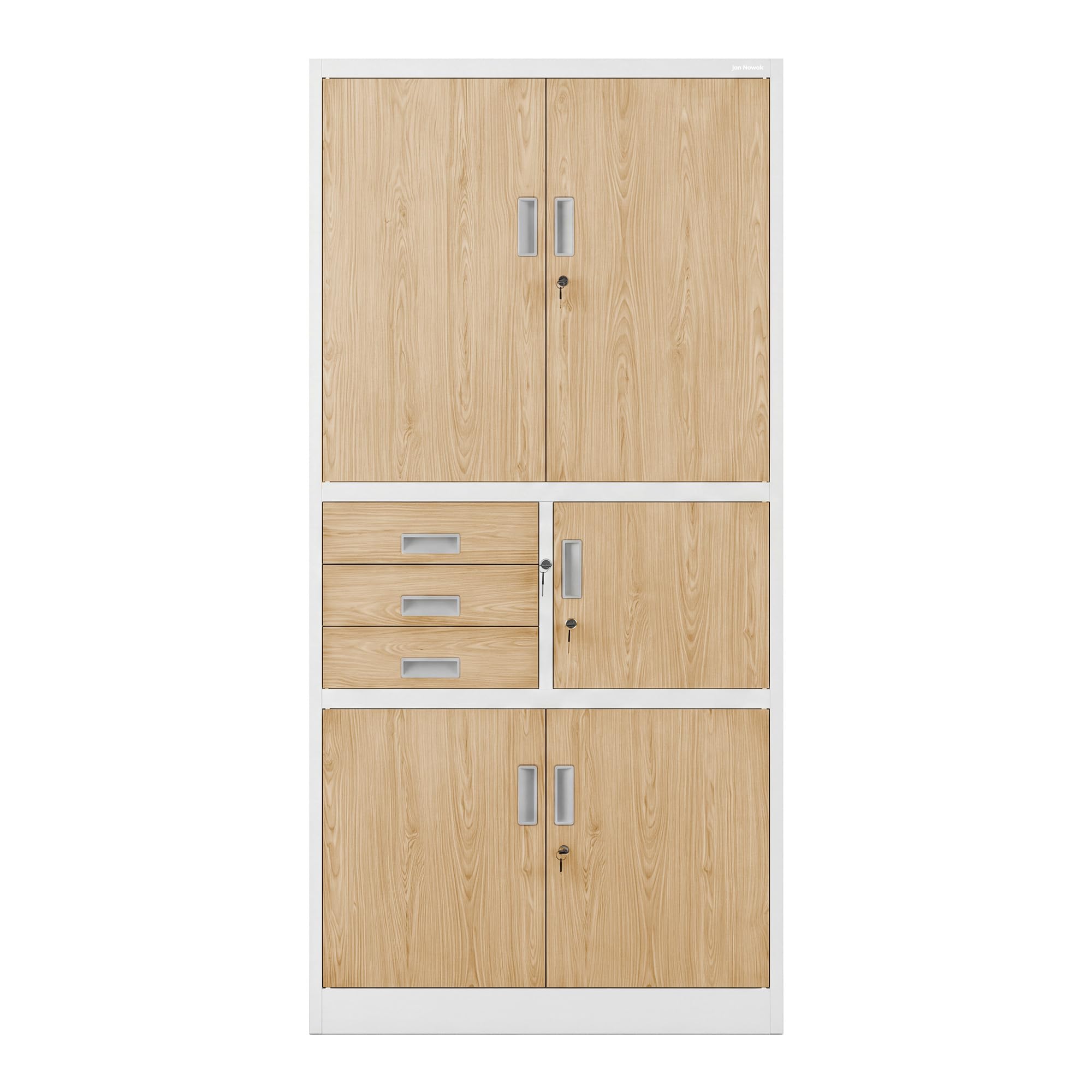 Jan Nowak Aktenschrank Metallschrank Büroschrank mit Tresor Zahlenschloss Schubladen abschließbar Stahlschrank Büro Ordnerschrank Lagerschrank für Aktenordner Dokumente 185 x 90 x 40 cm