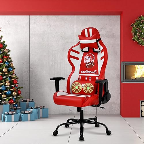Silla de juego de masaje para adultos, silla de juego económica, silla de escritorio ergonómica con reposacabezas soporte lumbar, sillas de