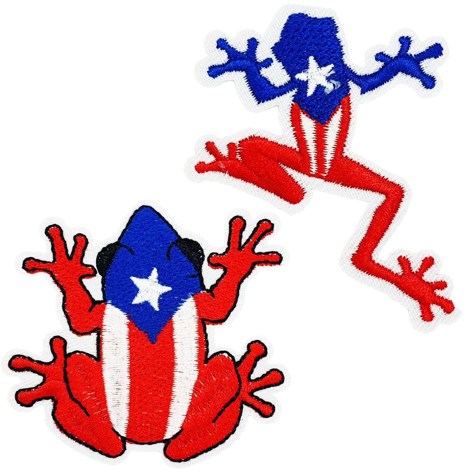 2Pcs Puerto Rican Flag Frog Embroidered Patch - Iron On Or Sew On For Clothes, Hats, Bags - View #5