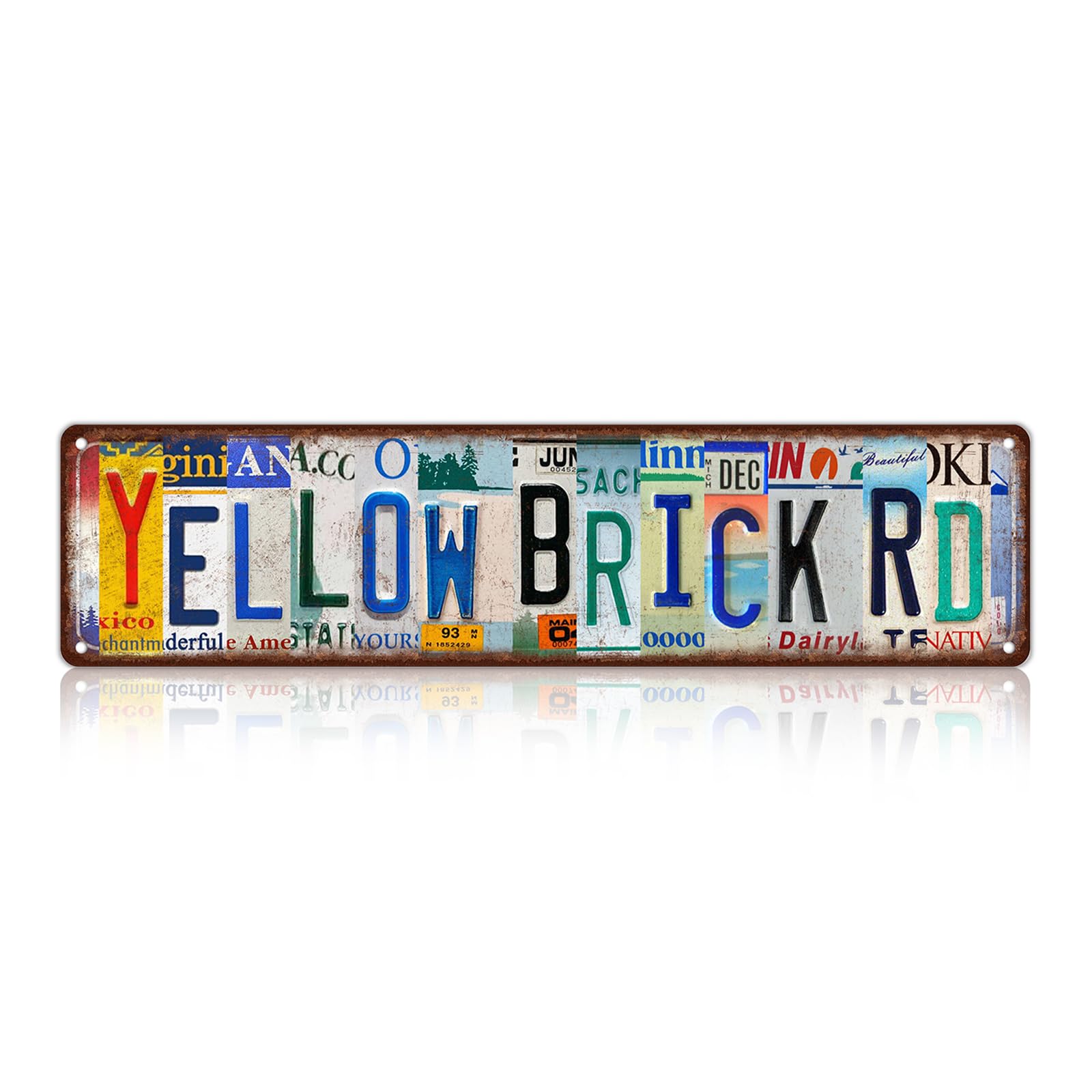 Vintage Yellow Brick Rd Wall Decor Street Signs Metal Tin Signs 4x16 Inch