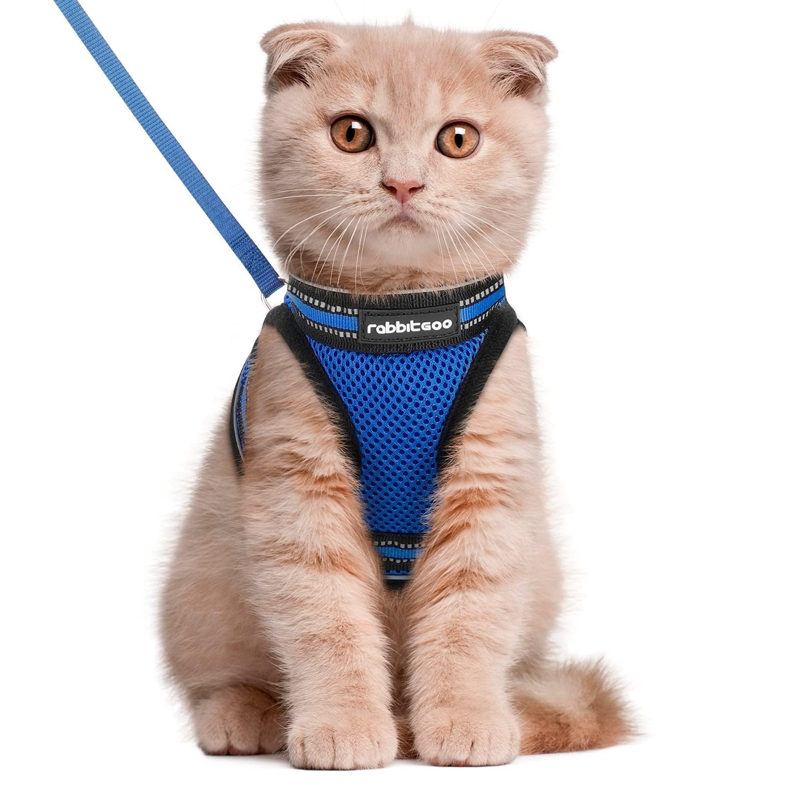 rabbitgoo Cat Harness and Leash Set for Walking Escape Proof, Adjustable Soft Kittens Vest with Reflective Strip for Cats, Comfortable Outdoor Vest, Black, Small — view 10