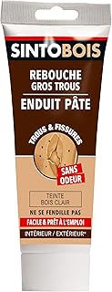 SINTOBOIS - Rebouche Gros Trous - Prêt à Emploi - Sec en 15h à 24h - Se Ponce & se Peint - Intérieur Exterieur- S