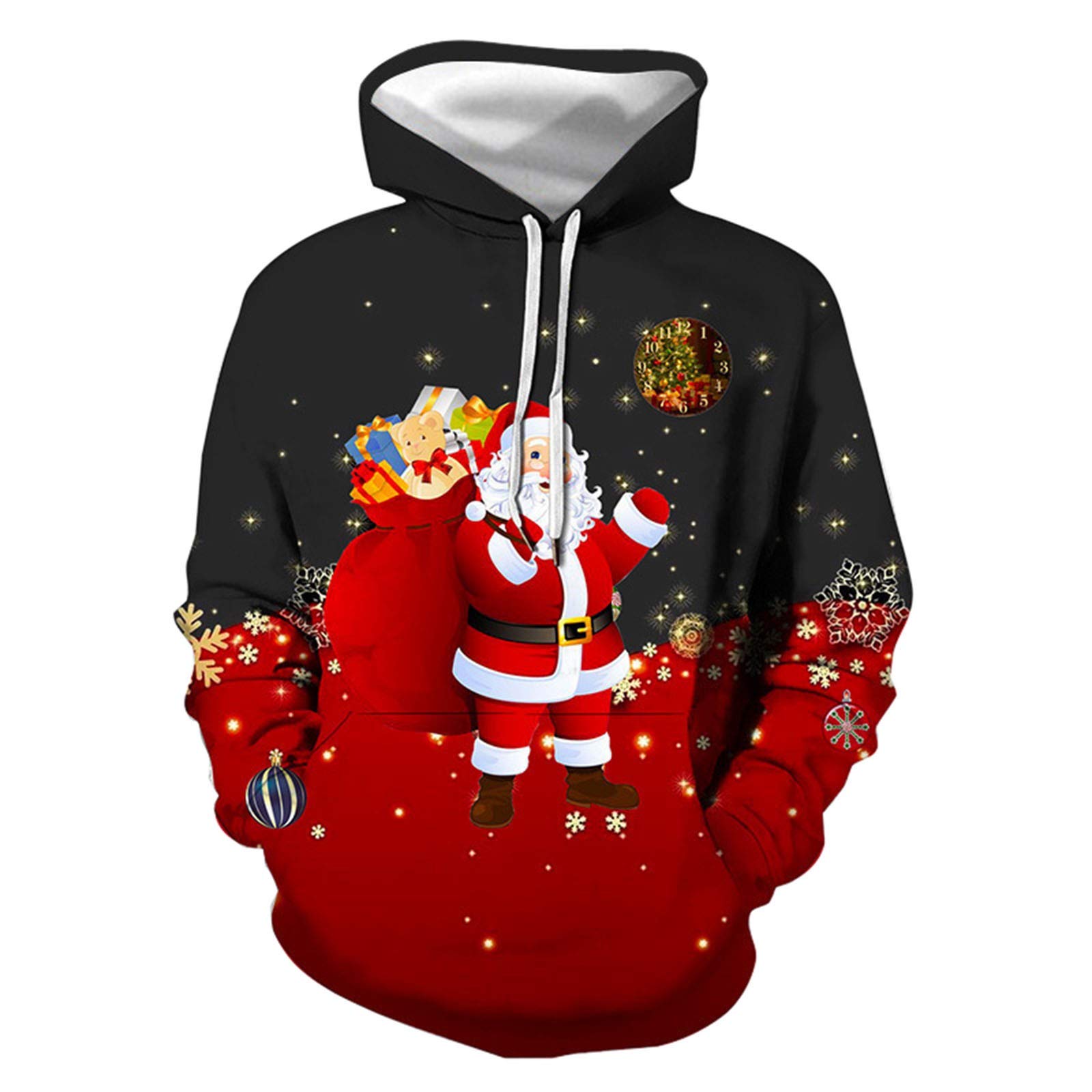 Thick Hood Loose Sweatshrits Couple Drawstring Graphic Tops Oversize Elastic Outdoor Christmas Long Sleeve Casual Sweatshrit Couple