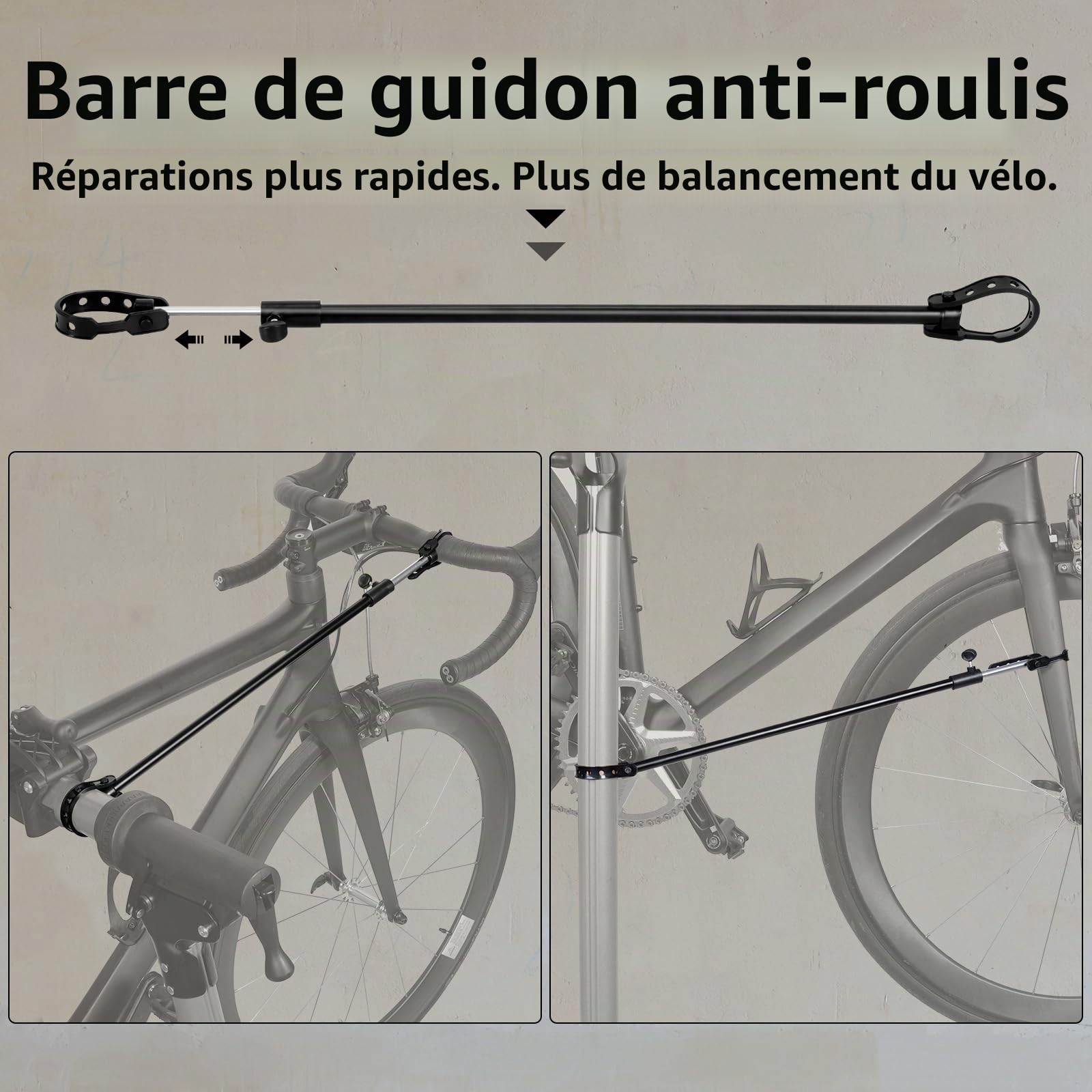 Urban Deco Support de réparation de vélo en aluminium pour l'entretien, capacité de 30,8 kg, réglable en hauteur, pince rotative à 360°, plateau à outils inclus, argent