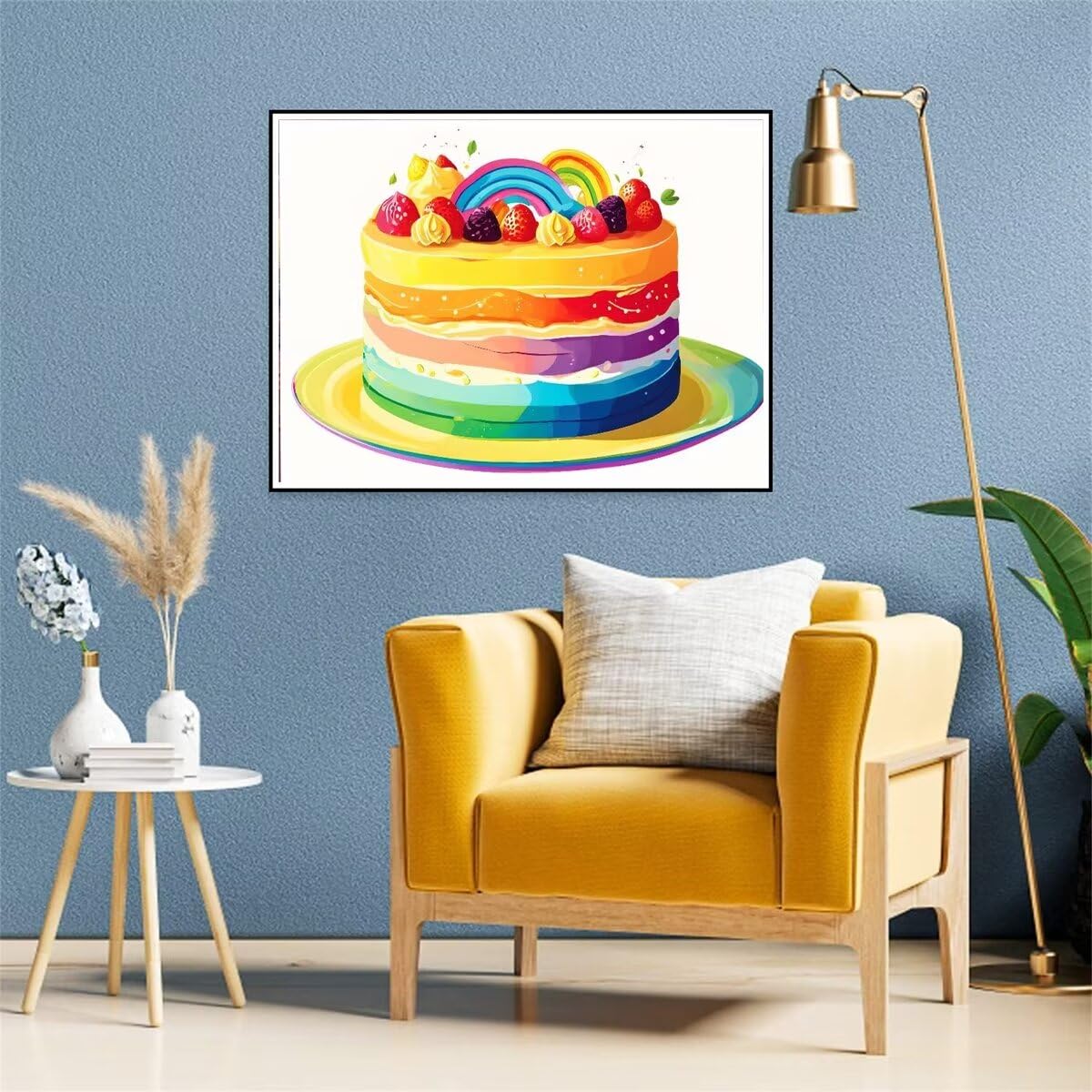 Malen Nach Zahlen Erwachsene Bunte Torte Malen Nach Zahlen Eigenes Bild, DIY Malen Nach Zahlen Kinder Ölgemälde Set für Anfänger mit 3-Pinseln und Acrylfarbe für Home Wand Dekor 100X135cm I-6291
