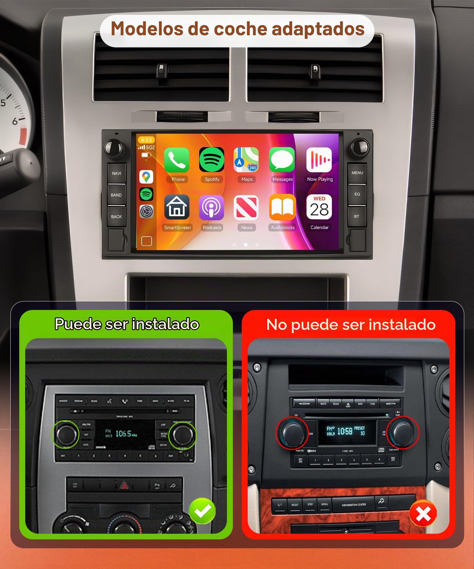 6G+128G 8 Core Wireless Carplay Android Autoradio per Jeep Wrangler Compass Grand Cherokee/Chrysler 300C/Dodge Ram/Chevrolet 7 Pollici Autoradio Android Auto GPS Navi WiFi Bluetooth FM/RDS/DSP/USB/SWC