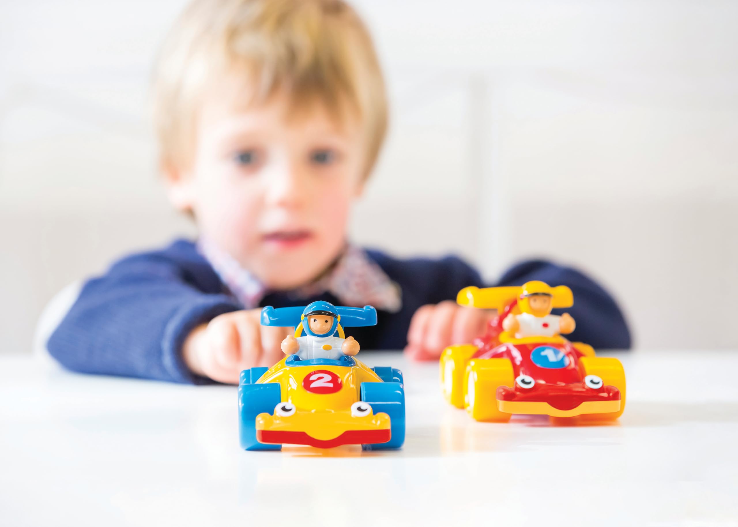 WOW Toys The Turbo Twins – Friction Powered Race Cars with Driver Figures | No Batteries, Durable Toddler Vehicle Set for Ages 1–5