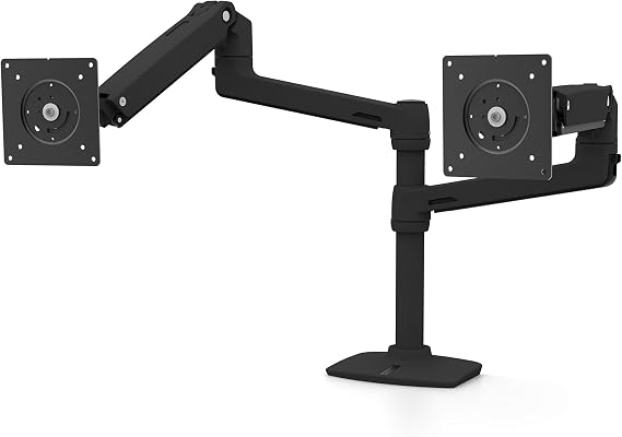 Ergotron LX Vertical Stacking Dual Monitor Arm, VESA Desk Mount for 2 Monitors Up to 24 Inches, 7 to 20 lbs Each Matte Black