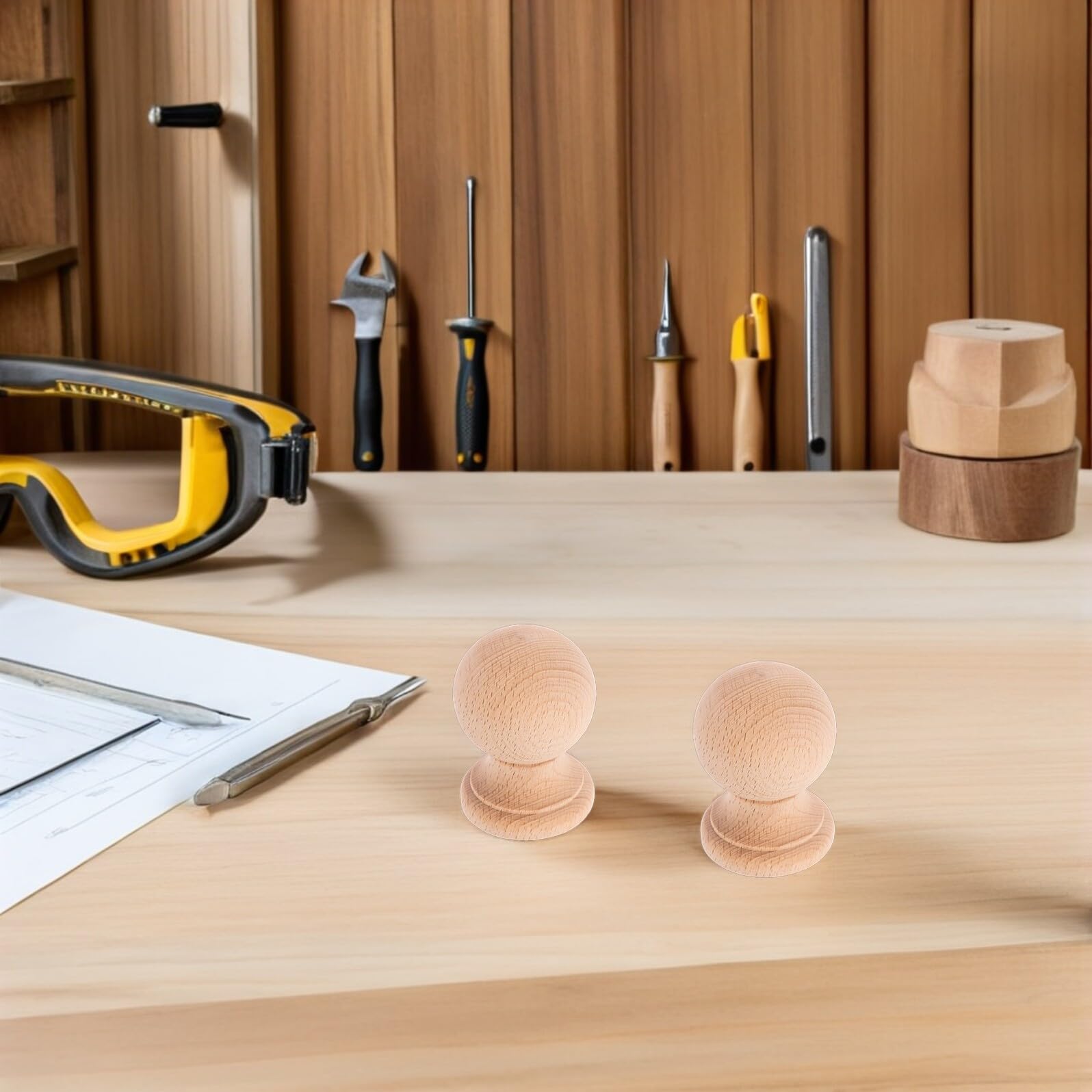 SHINEOFI 2pezzi Finials in Legno Massello per Mobili e Recinzioni, Decorazione Versatile ed Elegante per Ambienti Domestici, Facile Installazione per Rinnovamento Stanze