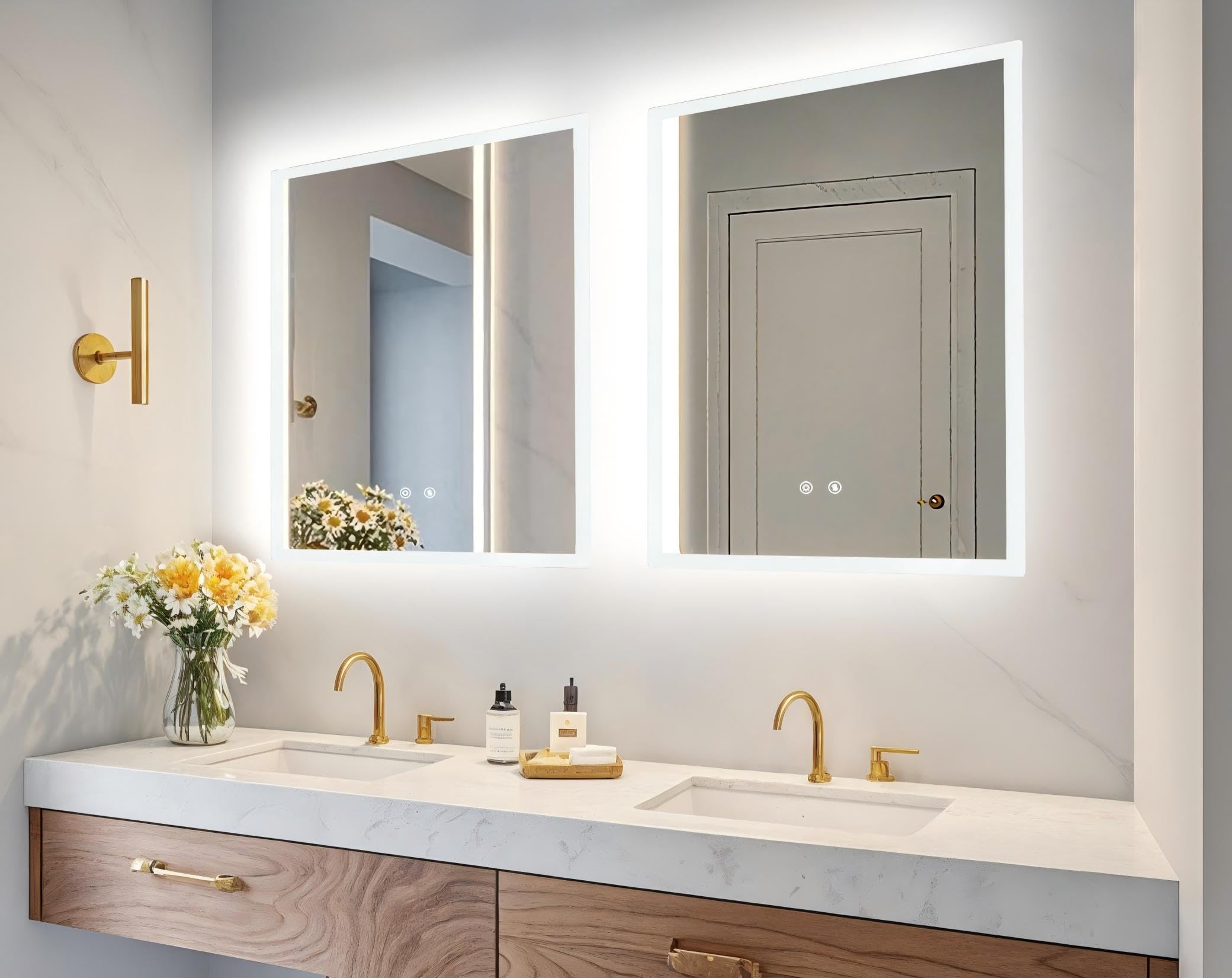 LUVODI Espejo LED de baño retroiluminado: espejo rectangular de tocador de 28 x 20 pulgadas
