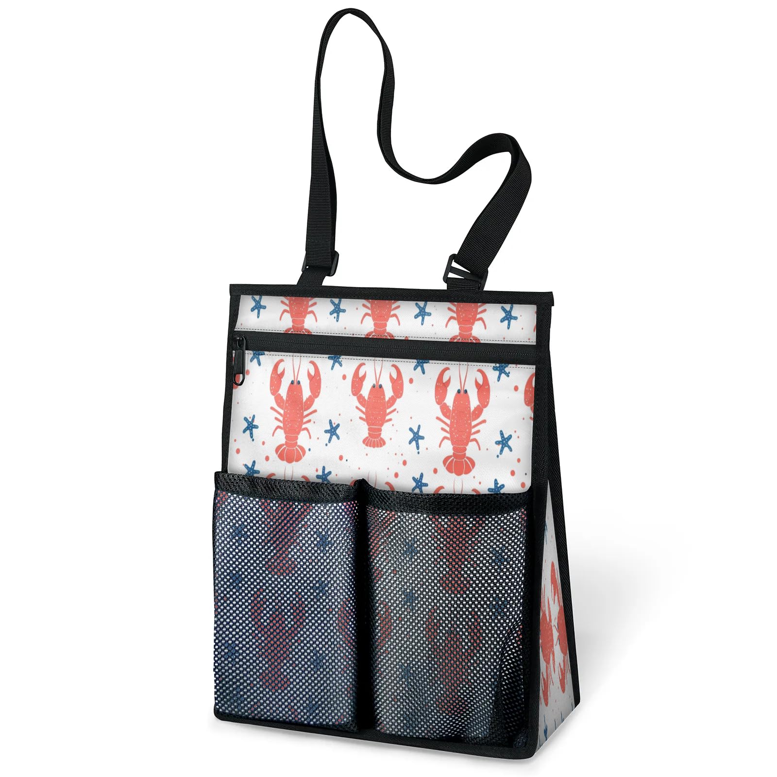 Ourtheme Cute Starfish Lobster Portable Shower Bag for Travel Gym Camp Beach Tote Shower Caddy Bags Hanging Toiletry