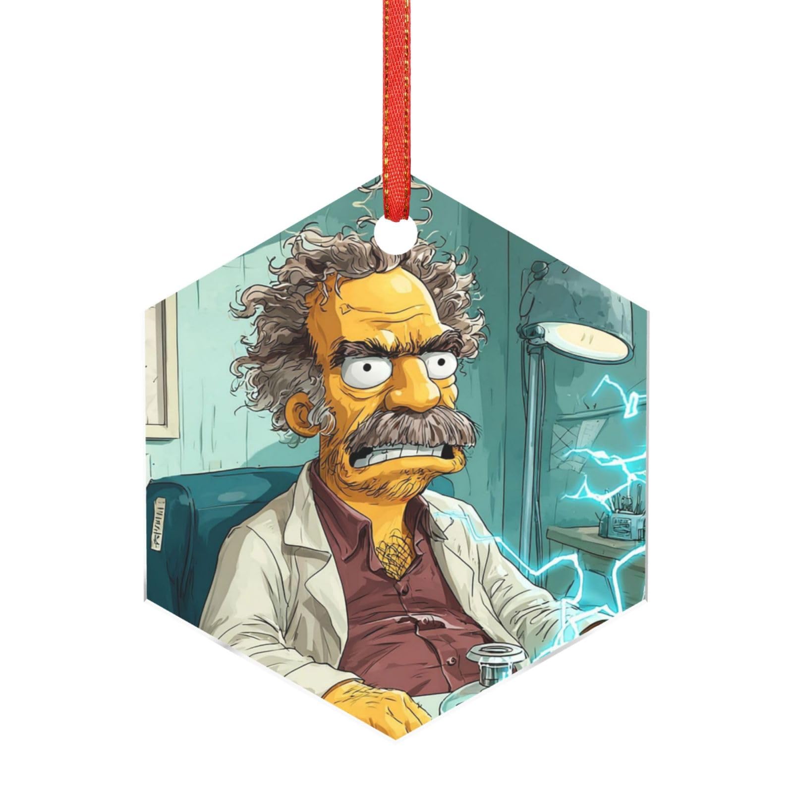 Hjkjkkj Hexagon Acrylic Ornament Christmas Tree Decoration Clear Round Pendant With Red Ribbon Simpsons Christmas Ornaments Indoor Outdoor Hanging Acrylic Pendants For Xmas Party Decor