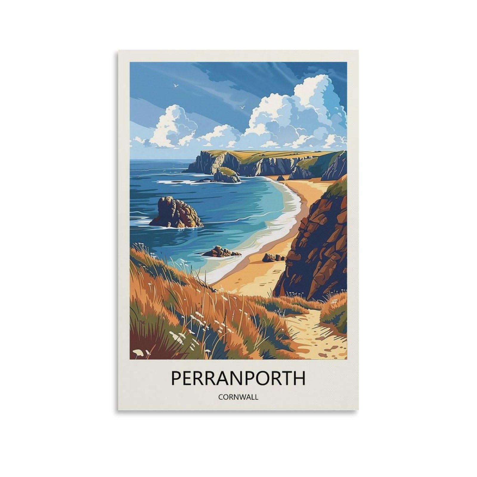 YJNENG Canvas Art Picture Perranporth Cornwall Wall Decor Art Painting Posters Modern Family Decorative Poster 08x12inch(20x30cm)