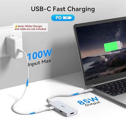 Vista 28 de HODO Estación de acoplamiento USB C a adaptador HDMI dual, concentrador USB-C con 2 monitores para laptop, adaptador Dongle con HDMI dual 4K a 60
