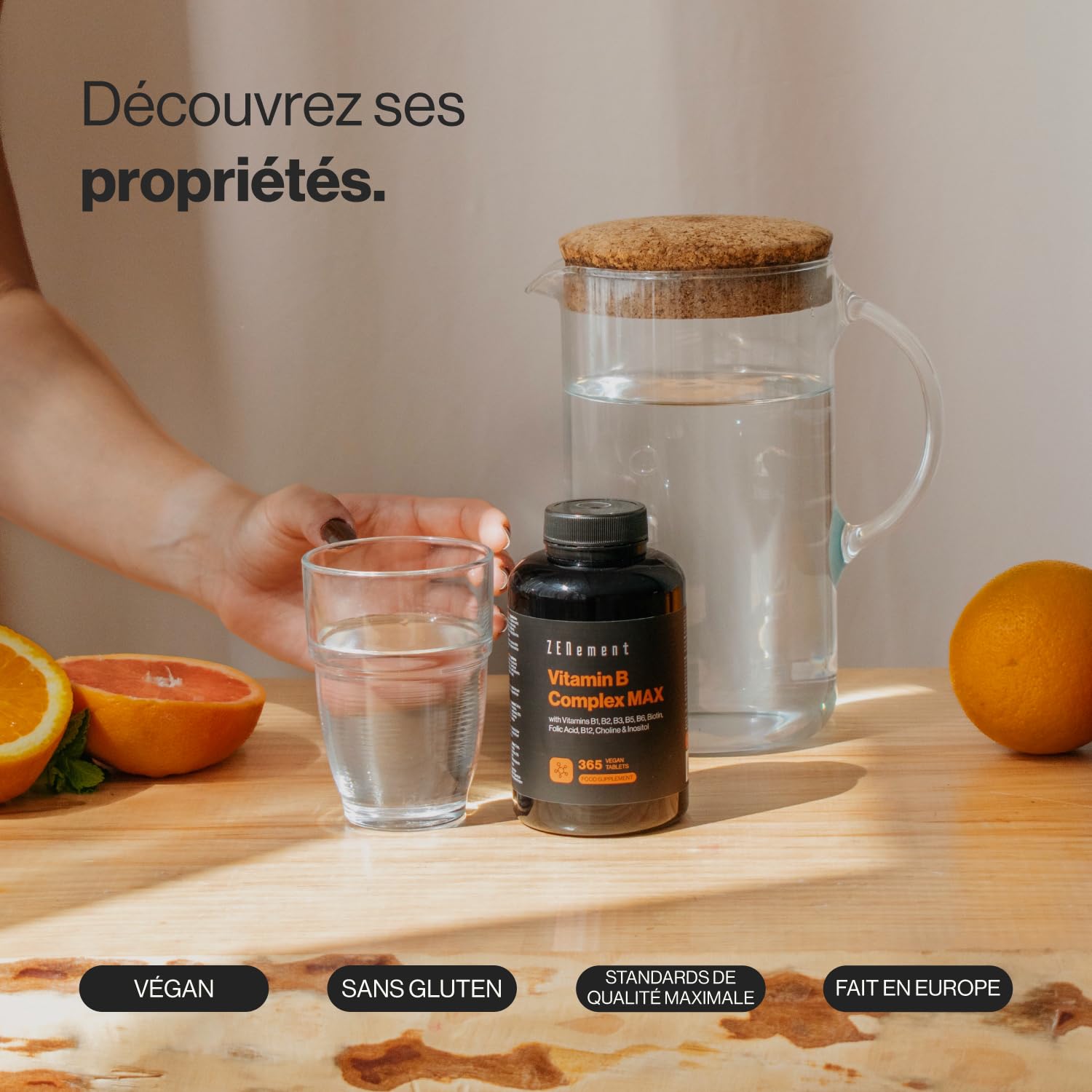 Complexe Vitamines B MAX, 365 Comprimés | 8 Vitamines B + Choline & Inositol | Aide à Réduire la Fatigue et Contribue au Bon Fonctionnement Mental et à Celui du Système Immunitaire | Végan | Zenement