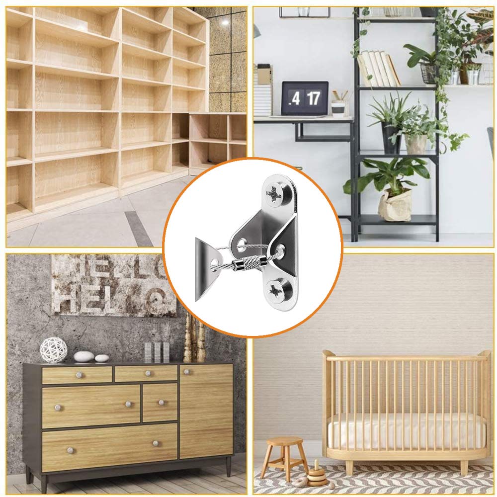 Sangles de Sécurité Anti-Basculement pour Meubles, Kit d'Ancrages Muraux Lourds, 12 Paquets pour Bébés et Animaux