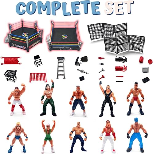 Miniatura 6 de ToyVelt Juego de anillos con 32 figuras de acción de lucha libre de 2 pulgadas para niños de 8 a 12 años, juguetes seguros y duraderos, viene con
