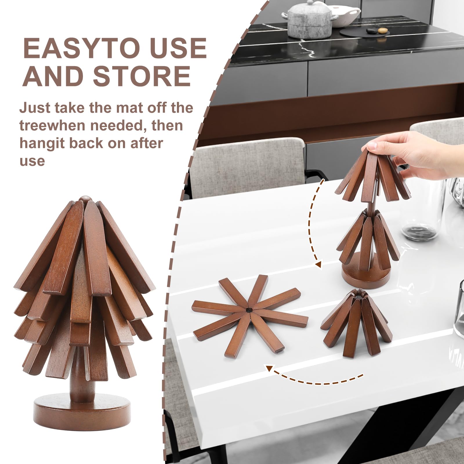 TOWEBOORY Lot De 5 Dessous De Verre En Forme D'arbre En Bois