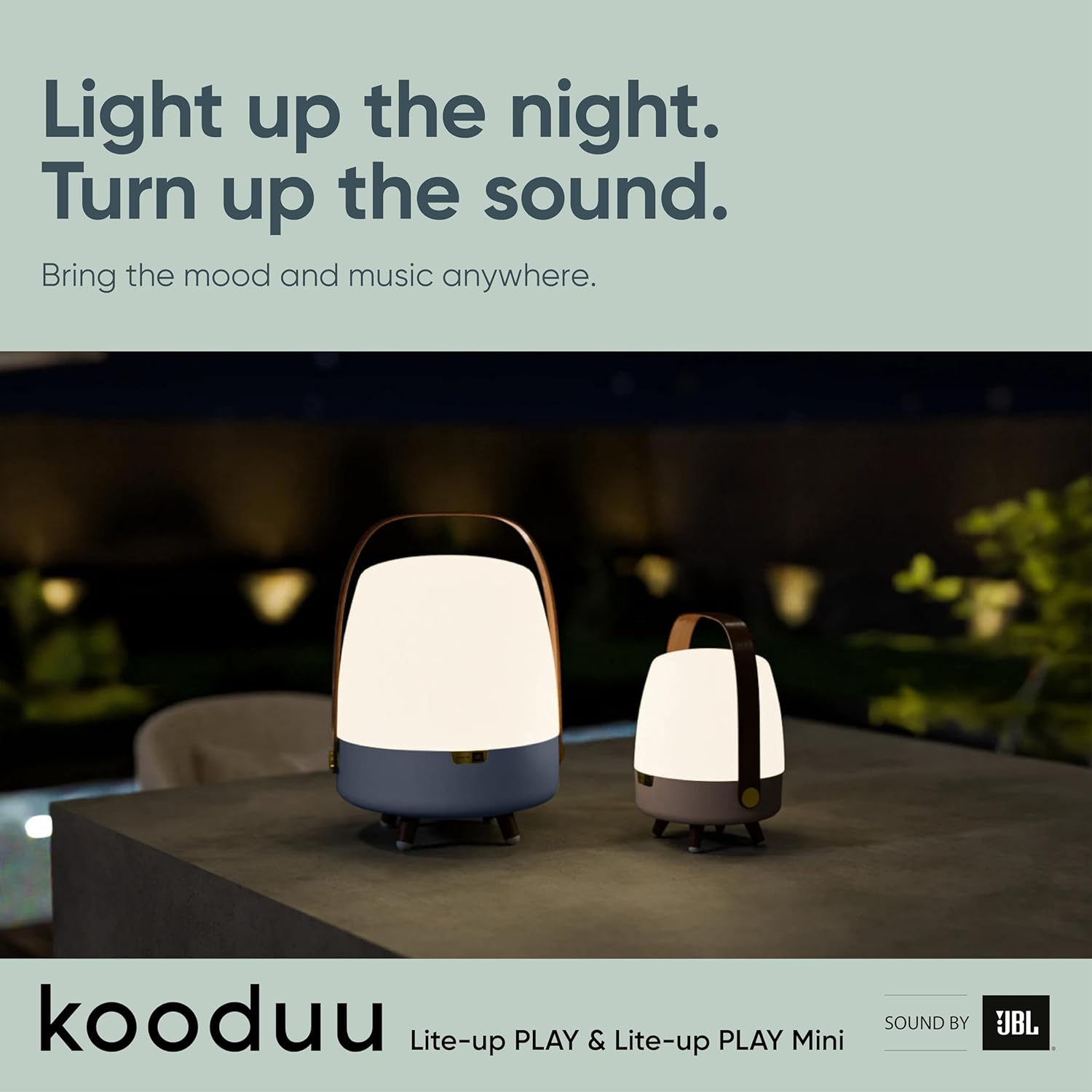 Kooduu Bluetooth Speaker Lamp with Sound by JBL - Cordless, Rechargeable Speaker & Lamp for Indoor/Outdoor Use, Sand