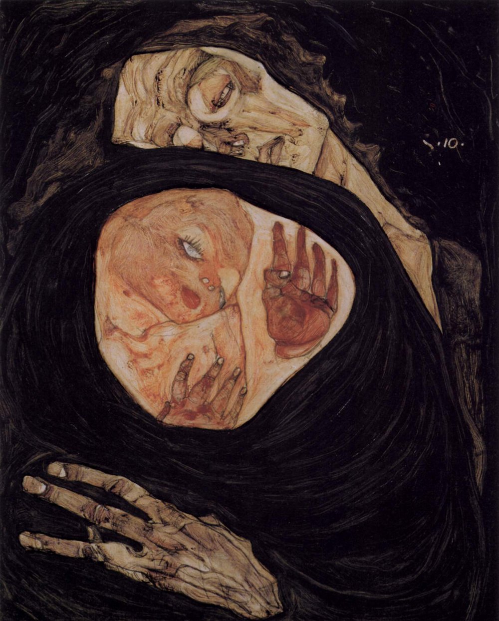 Impression d'art Egon Schiele Womb grand format sur papier mat d'archive haut de gamme