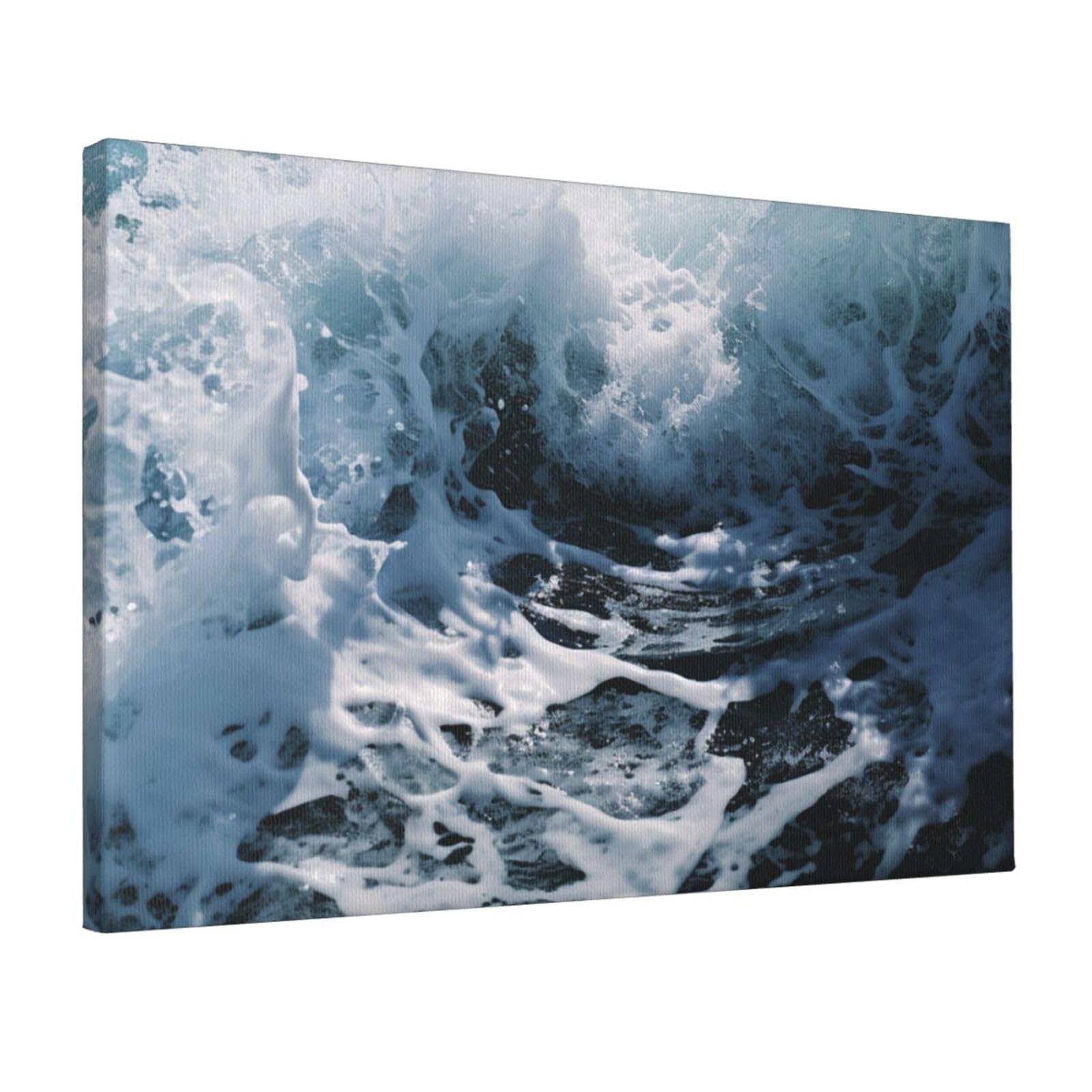 Canvas Wall Art for Living Room Wall Decor 12"x18" Modern Artwork Painting Pictures Hanging Canvas Prints Ocean Splash Foam Aesthetic Wall Art for Bedroom Bathroom Office Wallart Decor