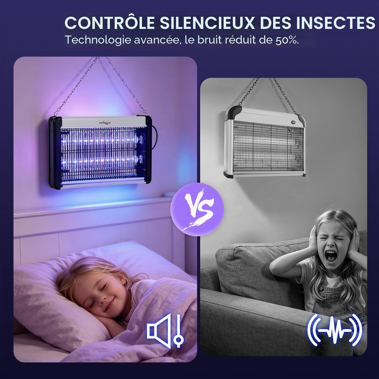 FRAXINUS Lampe Anti Moustiques, Tue Mouche Eléctrique, Destructeur D' Insectes, Anti Moustique Intérieur, UV LED Piège Insectes Volants: Mouches, Moucherons, Moustiques, Guêpes. (1,5 M Câble)